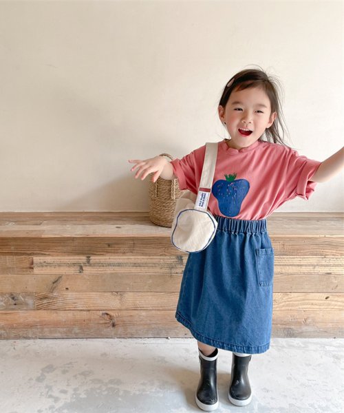 aimoha(aimoha（アイモハ）)/aimoha－KIDS－ 韓国子供服　ポケット付きデニムギャザースカート /img01