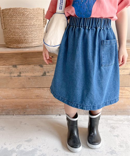 aimoha(aimoha（アイモハ）)/aimoha－KIDS－ 韓国子供服　ポケット付きデニムギャザースカート /img02