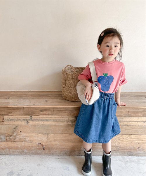 aimoha(aimoha（アイモハ）)/aimoha－KIDS－ 韓国子供服　ポケット付きデニムギャザースカート /img03