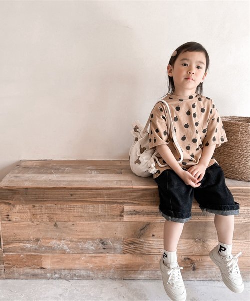 aimoha(aimoha（アイモハ）)/aimoha－KIDS－ 韓国子供服　アップル総柄半袖tシャツ/img02