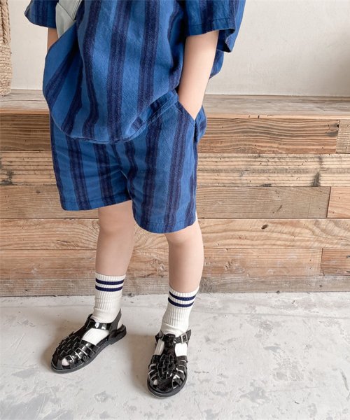 aimoha(aimoha（アイモハ）)/aimoha－KIDS－ 韓国子供服　ストライプ柄半袖トップスハーフパンツセットアップ/img03