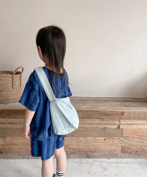 aimoha(aimoha（アイモハ）)/aimoha－KIDS－ 韓国子供服　ストライプ柄半袖トップスハーフパンツセットアップ/img04