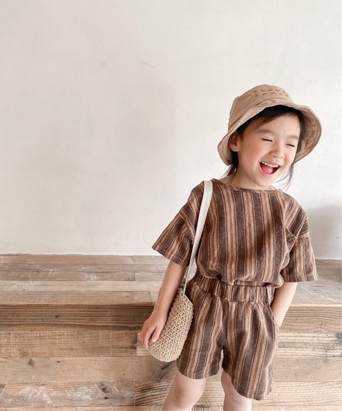aimoha(aimoha（アイモハ）)/aimoha－KIDS－ 韓国子供服　ストライプ柄半袖トップスハーフパンツセットアップ/img11