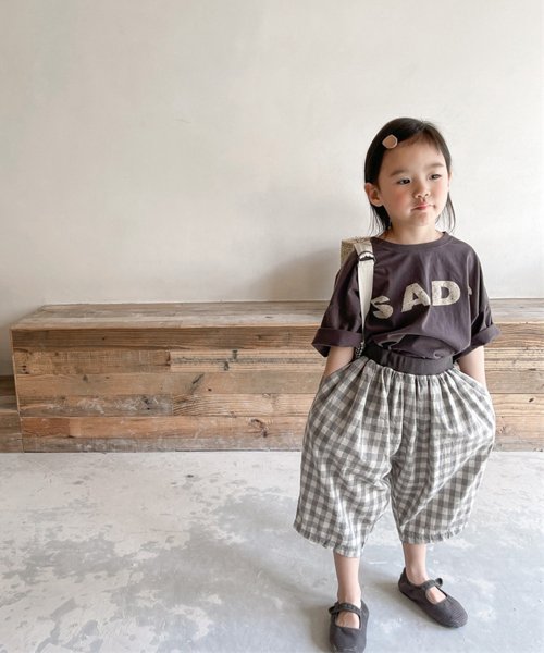 aimoha(aimoha（アイモハ）)/aimoha－KIDS－ 韓国子供服　ギンガムチェック柄7分丈パンツ/img01