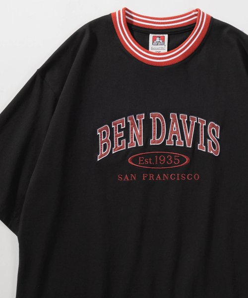 BEN DAVIS(BEN DAVIS)/【BEN DAVIS/ベンデイビス】リブライン カレッジロゴワッペン 半袖Tシャツ/UNIVERSITY TEE/ビッグシルエット/リンガーTシャツ/img02
