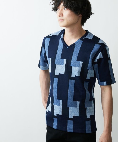 MK homme(エムケーオム)/ブロック柄半袖Ｔシャツ/img01