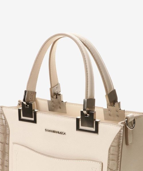 レター型ポーチ付きBOXトート(フェイクレザー×クロコ調) フェイクレザー×クロコ調