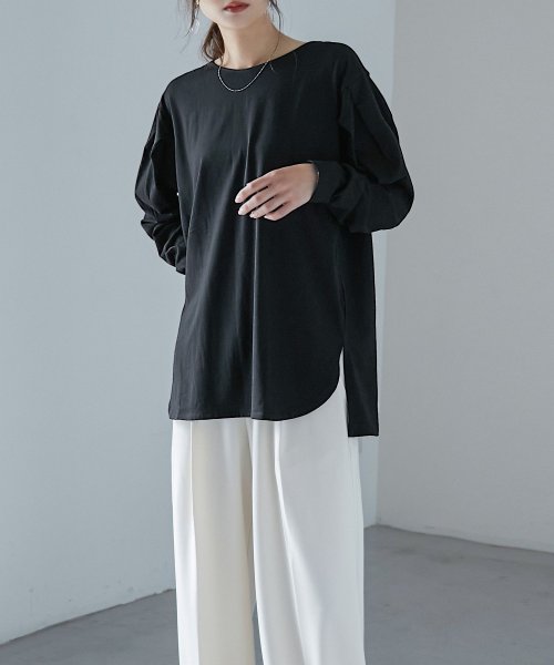 Fashion Letter(ファッションレター)/[M－5L] ロンT ロングスリーブ スリット レディース トップス Tシャツ 長袖 コットン 綿100 大きいサイズ ゆったり ラクチン インナー ボートネッ/img29