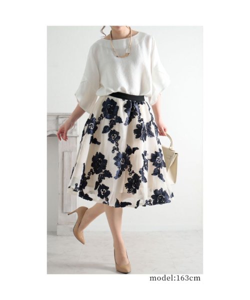 Sawa a la mode(サワアラモード)/リボン刺繍の花模様フレアAラインスカート/img06