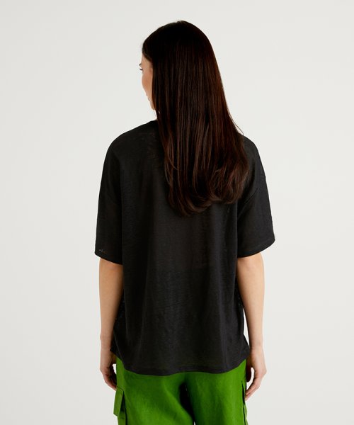 BENETTON (women)(ベネトン（レディース）)/リネンラウンドネック半袖Tシャツ・カットソー/img01