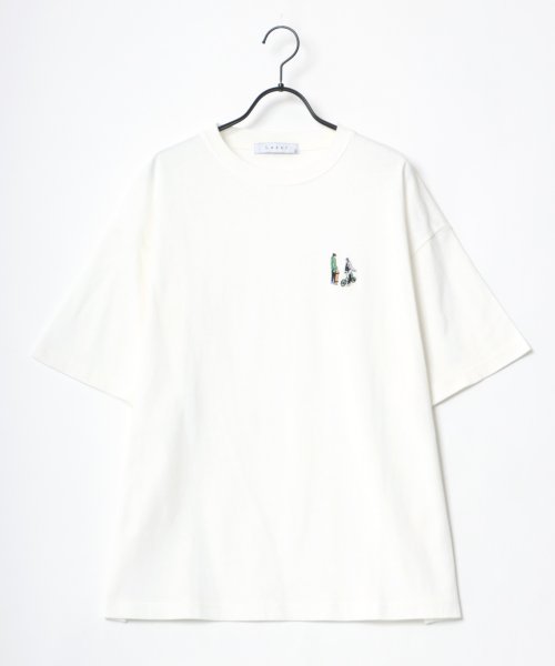 LAZAR(ラザル)/【Lazar】Cute Couple ビッグシルエット ワンポイント 刺繍 Tシャツ メンズ レディース 半袖/img02