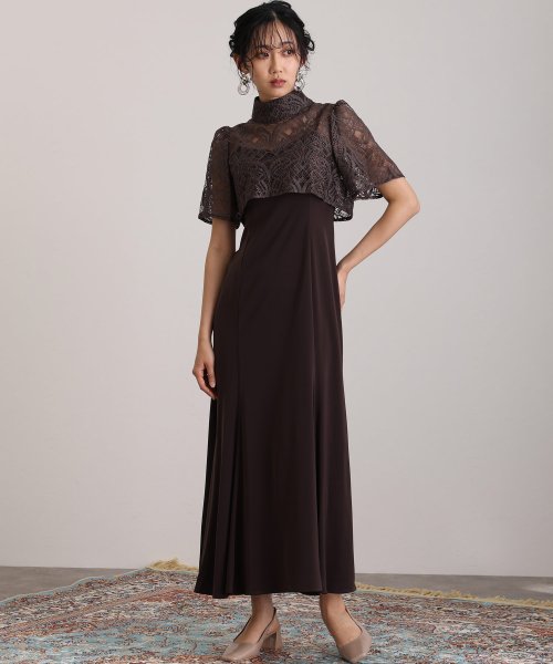 レーストップス付きマーメイドワンピース 二次会 食事会 セレモニー 発表会