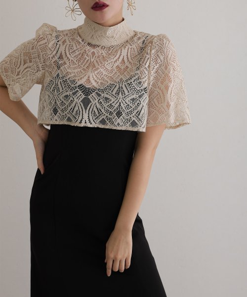 レーストップス付きマーメイドワンピース 二次会 食事会 セレモニー 発表会