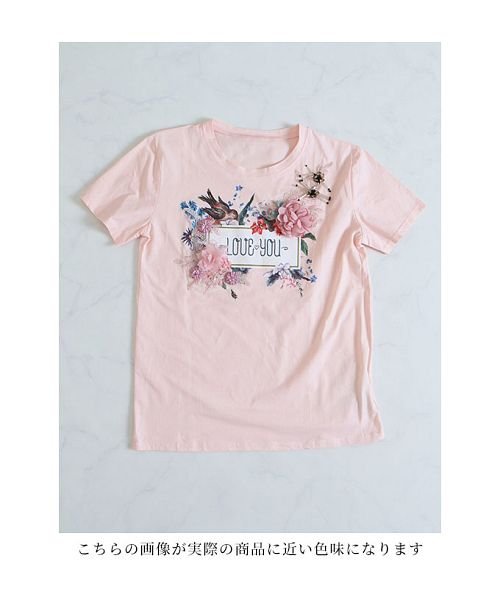 Sawa a la mode(サワアラモード)/小鳥とお花舞う花モチーフ付きロゴTシャツ/img13