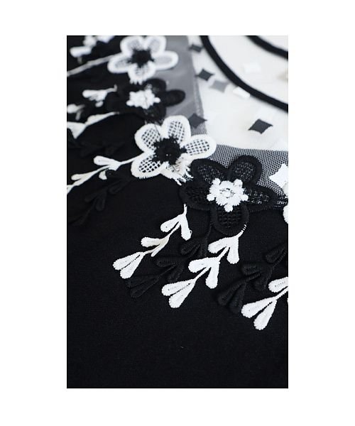 Sawa a la mode(サワアラモード)/ダイヤ柄とお花刺繍のAラインチュニック/img17