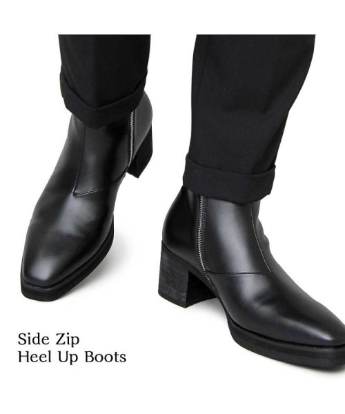 ヒールブーツ メンズブーツ サイドジップ ロングノーズ Geneless Geneless Magaseek