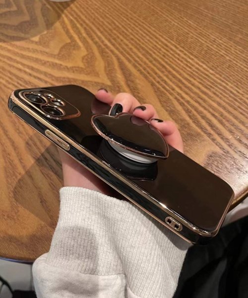 iphoneケース グリップ付き ハート スマホケース 【即納】ma 11 12 13 14 韓国 可愛い メッキフレーム アイフォンケース スマホカバー  T