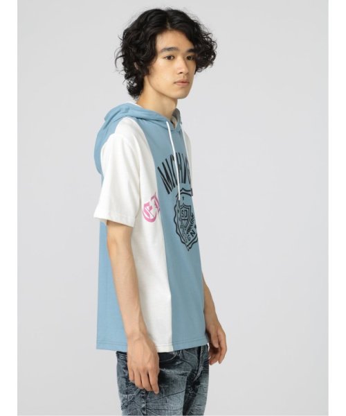 semanticdesign(セマンティックデザイン)/切替カレッジ 半袖ルーズTパーカー 半袖 メンズ Tシャツ カットソー カジュアル インナー ビジネス ギフト プレゼント/img03