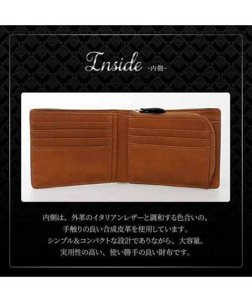 RINRE(リンレ)/【RINRE/リンレ】二つ折り財布 メンズ 折り財布 折財布 本革 牛革 レザー 男性 ブランド 二つ折り財布 メンズ 財布 牛革 レザー イタリアンレザー コ/img04