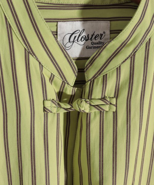 GLOSTER(GLOSTER)/【GLOSTER/グロスター】チャイナシャツ ショートスリーブ ストライプ/無地/img60