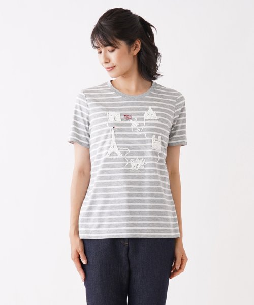 Leilian(レリアン)/ボーダー×刺繍半袖Tシャツ【Leilian WHITE LABEL】/img04