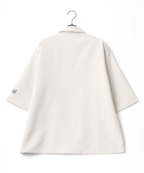 LAZAR(ラザル)/【Lazar】ビッグシルエット ワッペン 刺繍 バイカラー ストライプ ワークシャツ 半袖 メンズ シャツ/img12
