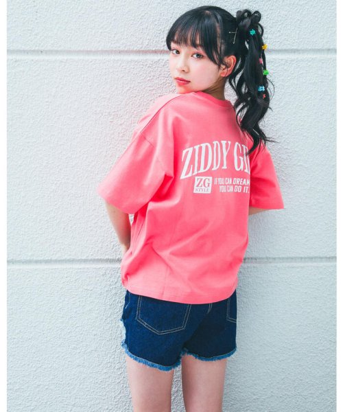 ZIDDY(ジディー)/【 ニコ☆プチ 8月号 掲載 】バック BIG ロゴ プリント ワイド Tシャツ/img03