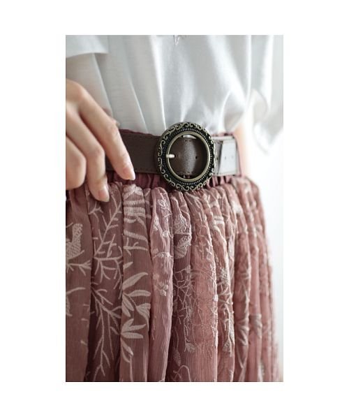 Sawa a la mode(サワアラモード)/ボタニカル刺繍のベルト付きシフォンスカート/img09