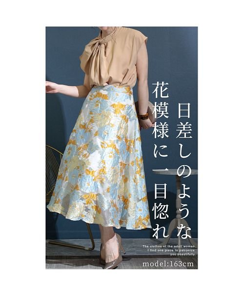 Sawa a la mode(サワアラモード)/花模様浮かび上がるシアーフレアスカート/img01