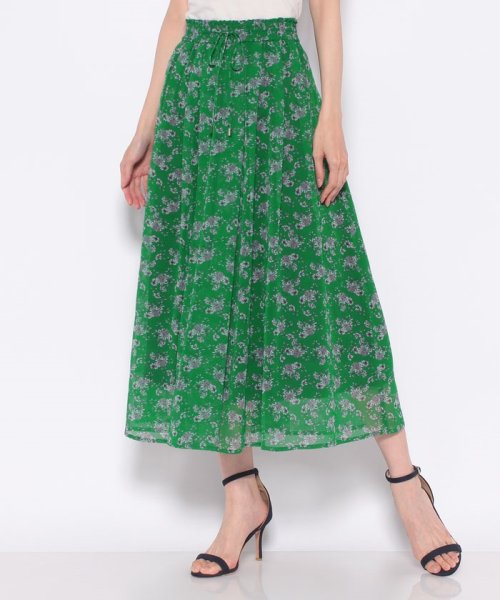 セール】【セットアップ対応商品】ラインフラワープリントタックフレア  