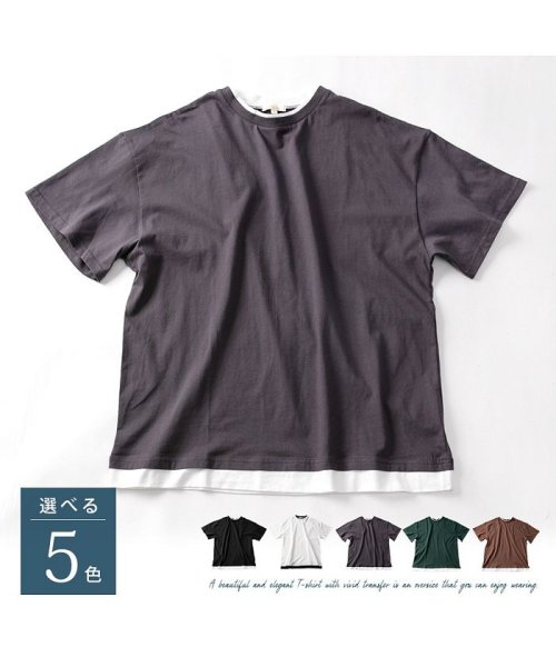  GENELESS(GENELESS)/Tシャツ メンズ オーバーサイズ 半袖 重ね着風 フェイクレイヤード ゆったり ビッグシルエット tシャツ/img03