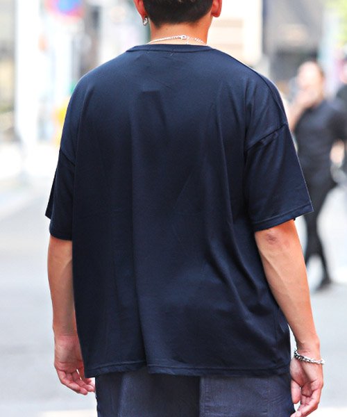 LUXSTYLE(ラグスタイル)/ネックレス付きカレッジロゴBIGTシャツ/Tシャツ メンズ 半袖 ネックレス付き カレッジロゴ ビッグシルエット 2点セット/img01