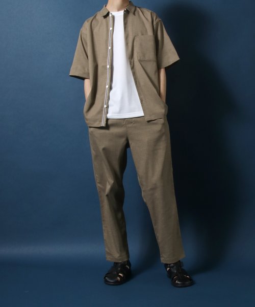 ANPAS(ANPAS)/【ANPAS】Linen Like Shirt Jacket SET－UP/麻風シャツジャケット＆ワイドテーパードパンツ セットアップ メンズ/img02