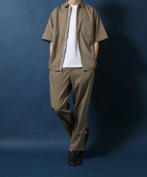 ANPAS(ANPAS)/【ANPAS】Linen Like Shirt Jacket SET－UP/麻風シャツジャケット＆ワイドテーパードパンツ セットアップ メンズ/img03