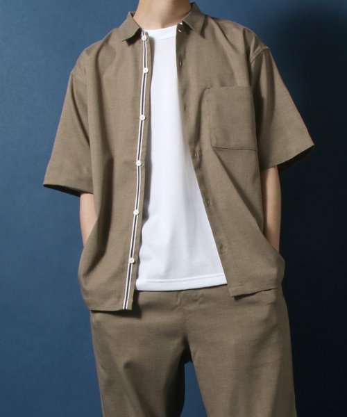 ANPAS(ANPAS)/【ANPAS】Linen Like Shirt Jacket SET－UP/麻風シャツジャケット＆ワイドテーパードパンツ セットアップ メンズ/img04