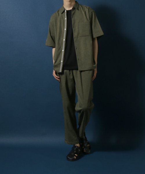 ANPAS(ANPAS)/【ANPAS】Linen Like Shirt Jacket SET－UP/麻風シャツジャケット＆ワイドテーパードパンツ セットアップ メンズ/img05