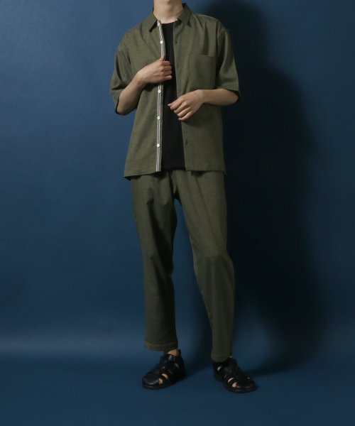 ANPAS(ANPAS)/【ANPAS】Linen Like Shirt Jacket SET－UP/麻風シャツジャケット＆ワイドテーパードパンツ セットアップ メンズ/img06