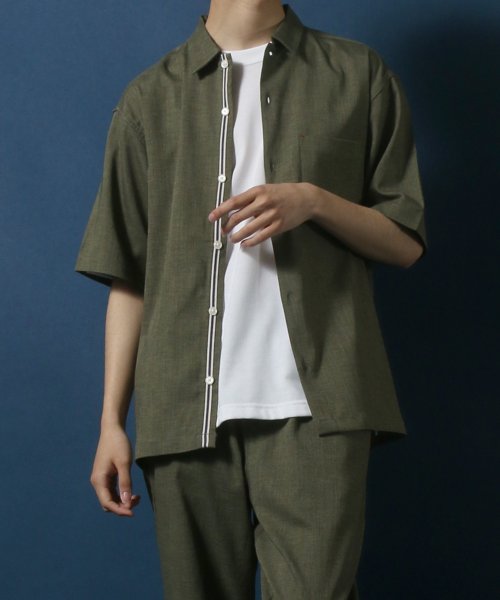 ANPAS(ANPAS)/【ANPAS】Linen Like Shirt Jacket SET－UP/麻風シャツジャケット＆ワイドテーパードパンツ セットアップ メンズ/img07