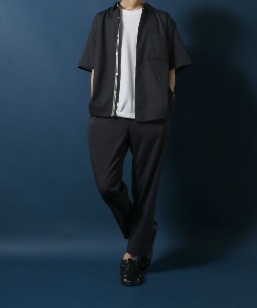 ANPAS(ANPAS)/【ANPAS】Linen Like Shirt Jacket SET－UP/麻風シャツジャケット＆ワイドテーパードパンツ セットアップ メンズ/img11
