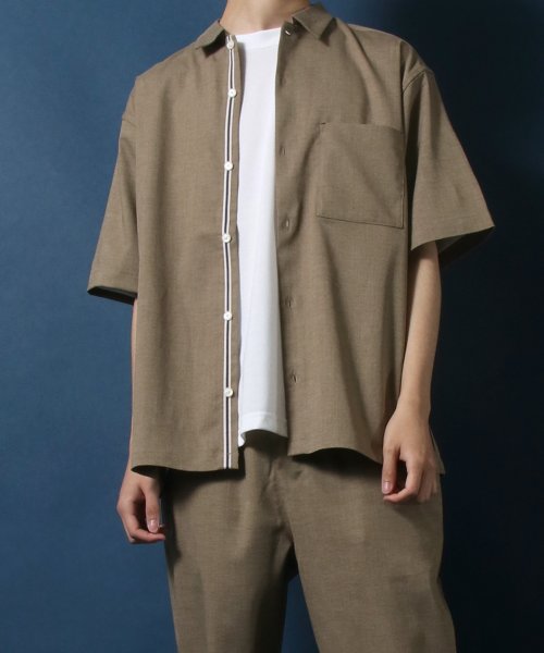 ANPAS(ANPAS)/【ANPAS】Linen Like Shirt Jacket SET－UP/麻風シャツジャケット＆ワイドテーパードパンツ セットアップ メンズ/img25