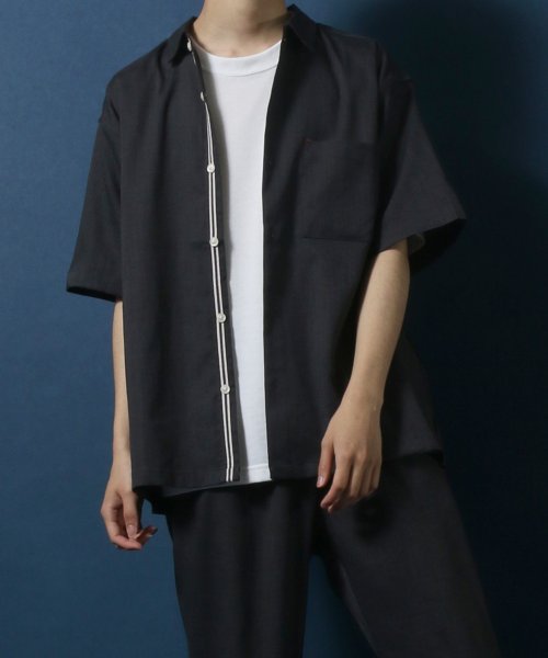 ANPAS(ANPAS)/【ANPAS】Linen Like Shirt Jacket SET－UP/麻風シャツジャケット＆ワイドテーパードパンツ セットアップ メンズ/img29