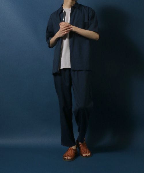 ANPAS(ANPAS)/【ANPAS】Linen Like Shirt Jacket SET－UP/麻風シャツジャケット＆ワイドテーパードパンツ セットアップ メンズ/img30