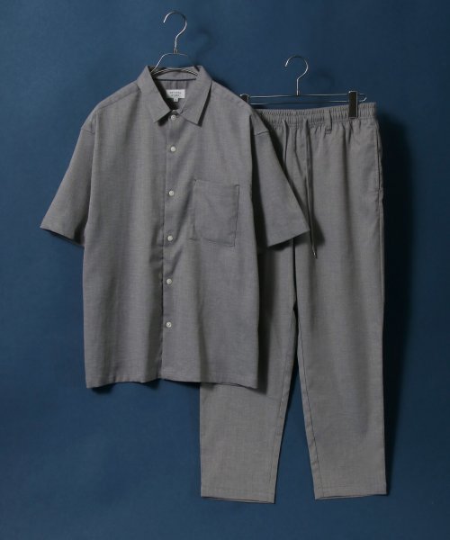 ANPAS(ANPAS)/【ANPAS】Linen Like Shirt Jacket SET－UP/麻風シャツジャケット＆ワイドテーパードパンツ セットアップ メンズ/img35