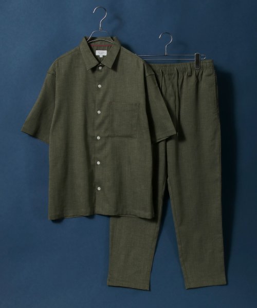 ANPAS(ANPAS)/【ANPAS】Linen Like Shirt Jacket SET－UP/麻風シャツジャケット＆ワイドテーパードパンツ セットアップ メンズ/img36