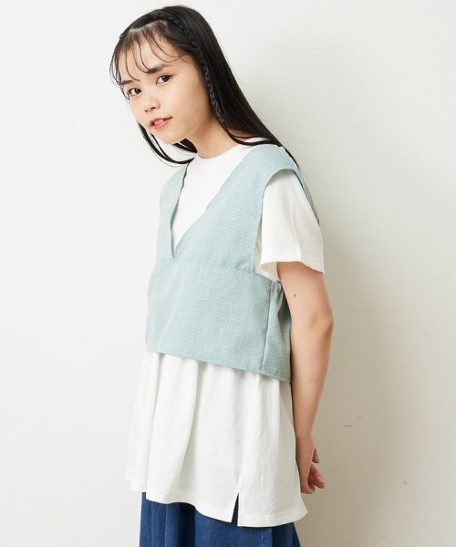 a.v.v(KID'S)(アー・ヴェ・ヴェキッズ)/[100－130]【2点セット/セットアップ対応】バックリボンビスチェカットソーセット/img20