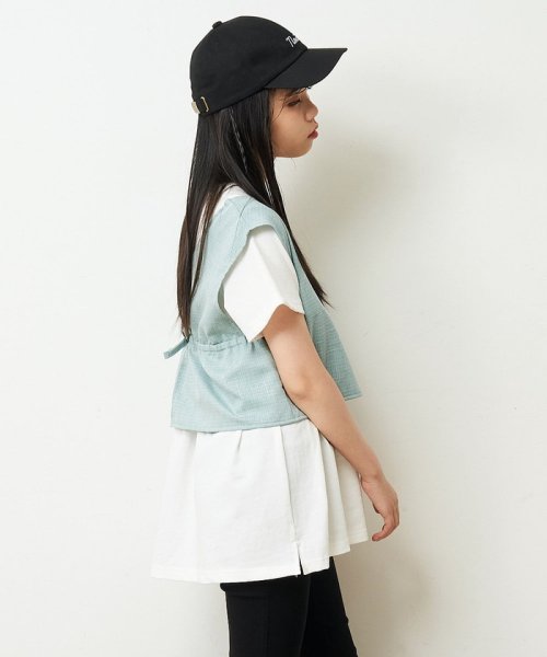 a.v.v(KID'S)(アー・ヴェ・ヴェキッズ)/[160]【2点セット/セットアップ対応】バックリボンビスチェカットソーセット/img01