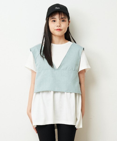 a.v.v(KID'S)(アー・ヴェ・ヴェキッズ)/[160]【2点セット/セットアップ対応】バックリボンビスチェカットソーセット/img02