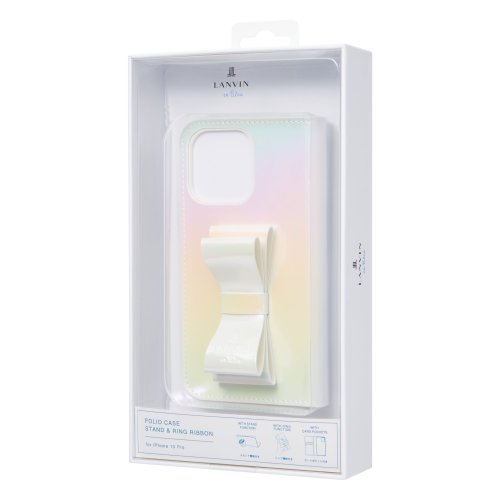 LANVIN en Bleu(Smartphone case)(ランバンオンブルー（スマホケース）)/LANVIN en Bleu － Folio Case Stand & Ring Ribbon for iPhone 13 Pro [ Aurora ]/img06
