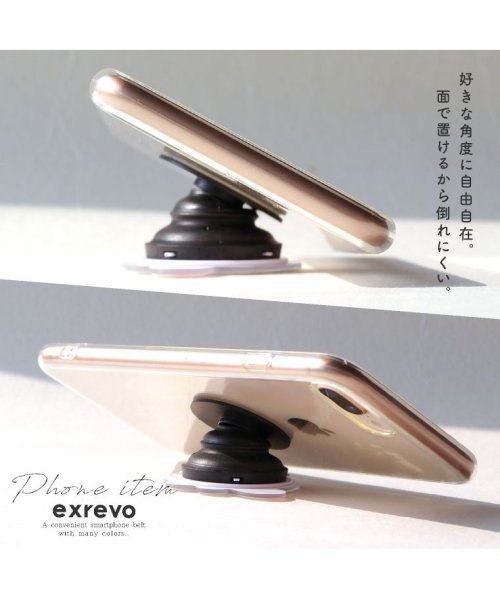 exrevo(エクレボ)/スマホグリップ グリップトック 韓国 iphone スマホ グリップ キャラ 透明 くま 花  落下防止 スマホスタンド 薄型 ストラップ かわいい おしゃれ /img08