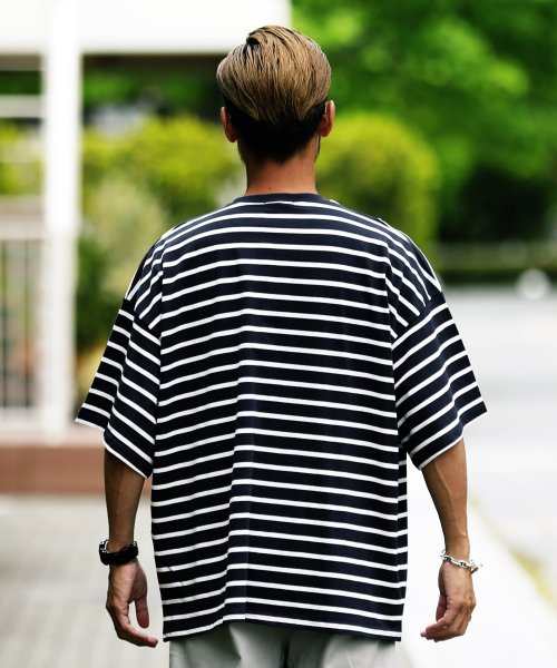 ジギーズショップ Jiggys Shop 先染めランダムボーダービッグt Tシャツ メンズ おしゃれ ボーダー ティーシャツ 半袖 5分袖 トップス クルーネック オーバーサイズ ビッグシルエット Magaseek